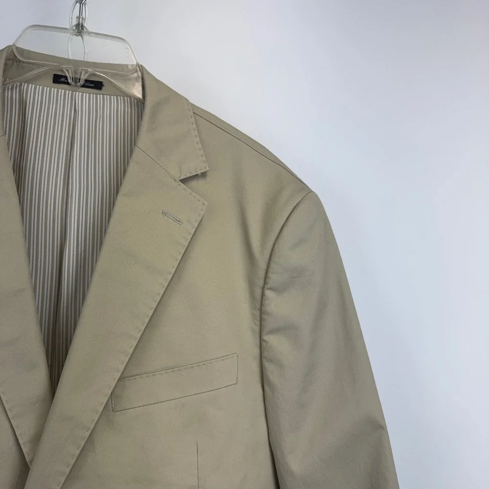 Flynt Bourne Mens 42R Blazer Tan Khaki 100%‎ Cotton 2 Button Sport Coat Jacket